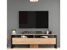 Meuble tv en bois mélaminé chêne avec pieds en métal