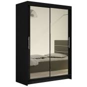 Mobilier1 - Armoire Atlanta 129, Noir, 200x120x58cm, Portes d'armoire: Glissement - Noir