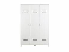Nicolet - armoire 3 portes en pin - couleur - blanc