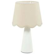 Ostaria - Lampe céramique lin Mathilde blanc - Blanc