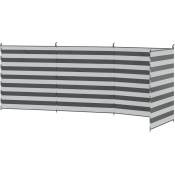 Outsunny - Paravent brise-vue de camping portable pliable avec sac de transport et poteaux dim. 540 cm x 150 cm acier polyester gris blanc rayé - Gris