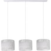 Paco Home - Suspension Table à Manger Osier Boho Lampe Suspendue E27 Rotin Lampe à suspension - Blanc, Blanc (Ø27cm)