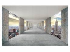 Papier peint intissé panoramique 3d tunnel new york 254x184 cm chambre salon photo non tissé muraux trompe l'oei