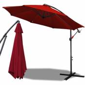 Parasol de 3.5m, parasol de jardin, parasol de balcon, parasol feu tricolore UV40+, rouge - rouge - Einfeben