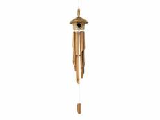 Paris prix - carillon en bois & bambou "nichoir" 98cm