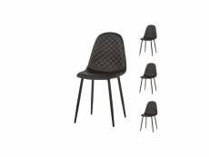 Quatuor de chaises simili cuir noir - koursk - l 42