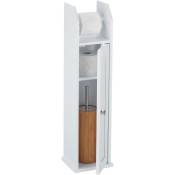 Relaxdays - Porte papier toilette vertical, étroit, pour 5 rouleaux de rechange, mdf, hlp 78,5 x 20 x 18 cm, blanc