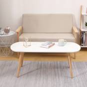 Sifree - Table basse en bois massif - table basse de salon blanche- 110x50x40cm Design Scandinave