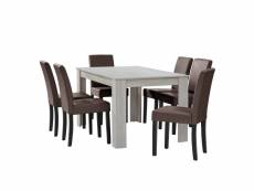 Table à manger avec 6 chaises marron 140 x 90 cm brun helloshop26 03_0004038