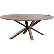 Table à manger, table repas ovale en bois d'acacia