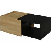 Table basse avec rangements plateau extensible bois