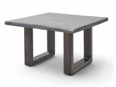 Table basse en bois d'acacia massif gris et acier antique - l.75 x h.45 x p.75 cm -pegane- PEGANE
