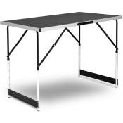 Table de Camping Pliante. Table de Jardin.Table de Balcon. réglable en Hauteur. en Aluminium Acier MDF.Noir - Woltu