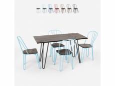 Table rectangulaire 120x60 + 4 chaises en bois et acier