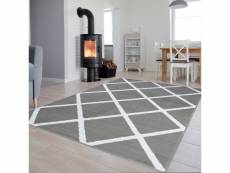 Tapiso luxury tapis moderne carré gris blanc fin 120 x 170 cm L889B GRAY 1,20-1,70 LUXURY PP ESM