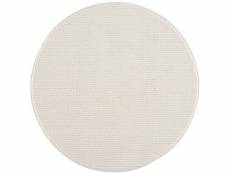 Tara - tapis rond uni blanc à relief linéaire 200x200cm
