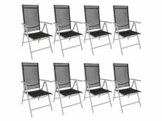 Tectake lot de 8 chaises de jardin pliantes en aluminium - noir/gris 404365