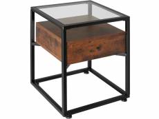 Tectake table de chevet preston 43x45x54,5cm - bois foncé industriel 404680