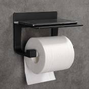 Tuserxln - Derouleur Papier Toilette Porte Papier Toilette Mural Support Papier Toilettes Auto-adhésif, Aluminium Noir