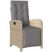 Vidaxl - Chaise inclinable de jardin et repose-pied mélange beige rotin
