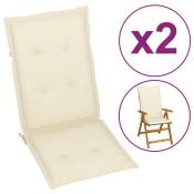 vidaXL Coussins de chaise de jardin 2 pcs Crème 120x50x4 cm