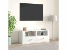 Vidaxl meuble tv blanc brillant 100x35x40 cm bois d'ingénierie