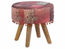 Womo-design tabouret rouge, 38x36 cm, en tissu et pieds en bois 490000127