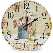 Accueil Horloge murale en bois de 12 pouces/30 cm, horloge de cuisine de style maison de campagne, silencieuse, anti-ticking pour la cuisine, le