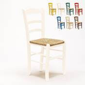 Ahd Amazing Home Design - Chaise de cuisine salle à manger bar et restaurant en bois et assise en paille Paesana Couleur: Blanc Shabby
