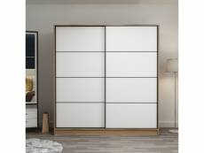 Armoire 2 portes coulissantes blanc-chêne 190x60x180