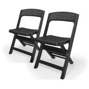 Asso - Ensemble de 2 chaises de jardin pliantes en