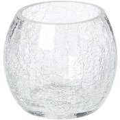 Atmosphera - Photophore verre craquelé H7cm créateur d'intérieur - Transparent
