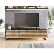 Bestmobilier - Olympie - meuble tv - bois et noir - 150 cm - noir / bois - Noir / Bois