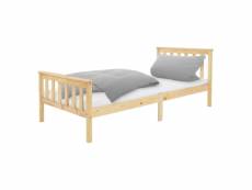 Cadre de lit avec sommier à lattes 90x200 cm naturel en pin ml-design 3000013169