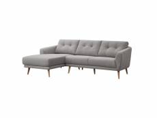 Canapé d'angle gauche 3 places en tissu gris et pieds en bois - lorna 60287419