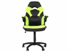 Chaise de bureau hwc-k13, chaise pivotante gaming, ergonomique, accoudoirs réglables, similicuir ~ noir-vert