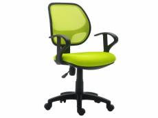 Chaise de bureau pour enfant cool fauteuil pivotant et ergonomique avec accoudoirs, siège à roulettes et hauteur réglable, mesh vert