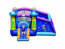 Château gonflable pour 3 enfants motif extraterrestre avec toboggan, parc de jeux charge max 120kg souffleur non-inclus