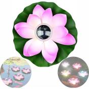 Clairage de bassin solaire flottant Lotus décoratif lumineux, diamètre 28 cm, rose - Readcly