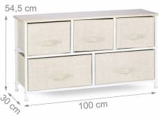 Commode meuble de rangement étagère avec tiroirs tissu beige helloshop26 13_0002582_6