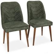 Cotecosy - Lot de 2 chaises Conla Velours Vert foncé