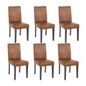 Décoshop26 - Lot de 6 chaises de salle à manger synthétique marron vieilli pieds foncés
