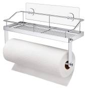 Distributeur de papier essuie-tout essuie-tout avec étagère, étagère de rangement cuisine et salle de bain sans perçage, étagère de rangement en