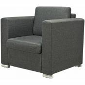 Fauteuil chaise siège lounge design club sofa salon tissu gris foncé - Gris
