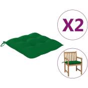 Fimei - Coussins de chaise 2 pcs Vert 50x50x7 cm Tissu