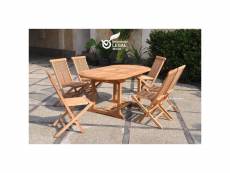 Kajang : salon de jardin teck massif 6 personnes - table ovale + 6 chaises