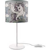 Lampe d'enfant lampe de table Chambre d'enfant, Lampe Licorne pour fille E14 Blanc, Gris (Ø18 cm) - Paco Home