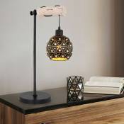 Lampe de table lampes de table lampe de chambre en bois avec abat-jour en cristal en forme de boule, réglable en hauteur, métal, 1x E27, LxPxH