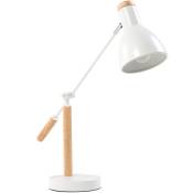 Lampe de Table ou Bureau Blanche en Bois et Métal