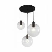 Lampe suspendue APP309-3C lassi verre 3 boules transparent+noir